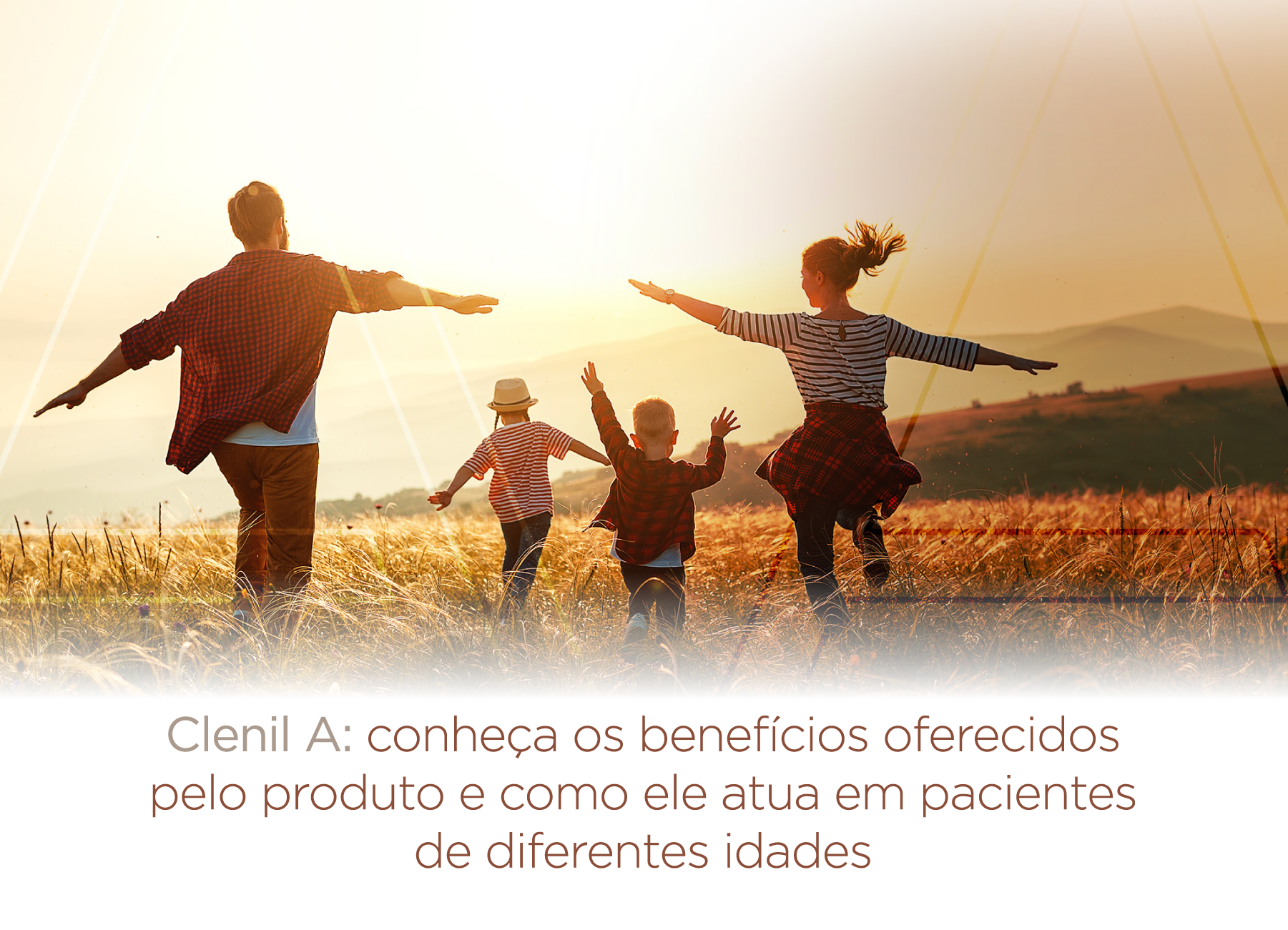 Familia correndo sobre o campo